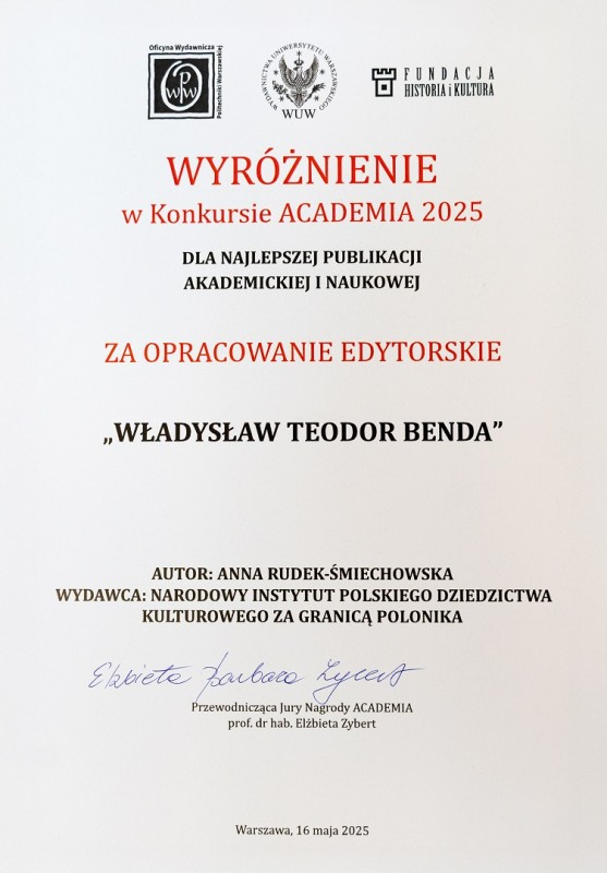 Wyróżnienie w konkursie ACADEMIA 2025