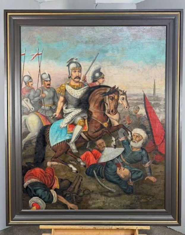 Obraz olejny „Sobieski w Wiedniu”, autor nieznany, datowany około pol. XIX w
